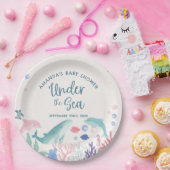 Waterverf Onder het Zee Baby shower Papieren Bordje (Feest)