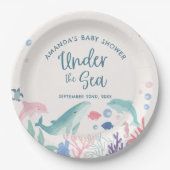 Waterverf Onder het Zee Baby shower Papieren Bordje (Voorkant)