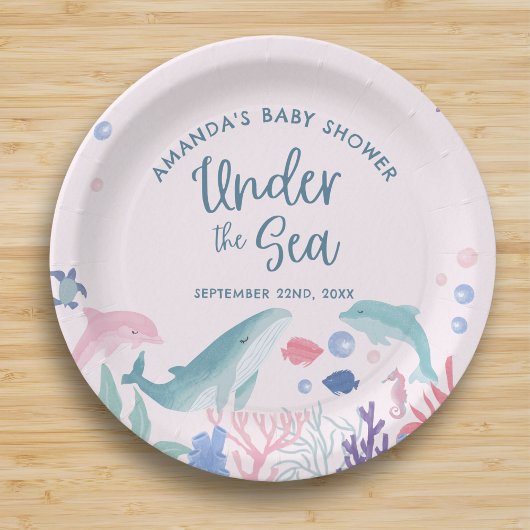 Waterverf Onder het Zee Baby shower Papieren Bordje