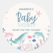 Waterverf Onder het Zee Baby shower Ronde Sticker (Voorkant)