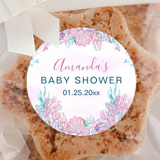 Waterverf Onder het Zee Baby shower Ronde Sticker