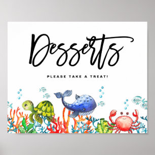 Waterverf onder het Zee Birthday Desserts Poster