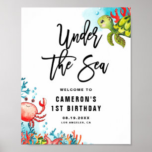 Waterverf onder het Zee "Birthday Party Welcome" Poster