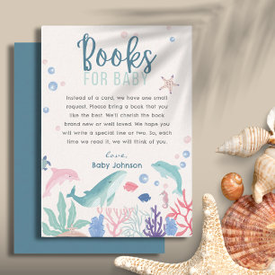 Waterverf onder het Zee Boeken voor Baby shower Informatiekaartje