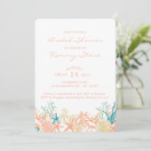 Waterverf onder het Zee Bridal Shower Invitation Kaart (Staand voorkant)