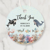 Waterverf onder het zee Dank U Baby shower Bedankjes Labels (Achterkant)
