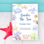 Waterverf onder het zee eerste verjaardagsfeestje bedankkaart<br><div class="desc">ONDER HET ZEE. Oneder Het Zee - Een schattig onderwater oceaan dier thema 1e Verjaardagsuitnodiging met waterverf zee dieren - walvis,  kwal,  clownfish,  zeesterren,  krab,  haai en koralen. Waterbellen en schelpen.</div>