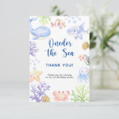 Waterverf onder het zee eerste verjaardagsfeestje bedankkaart (Staand voorkant)