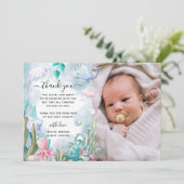 Waterverf onder het Zee Foto Baby shower Bedankkaart (Staand voorkant)