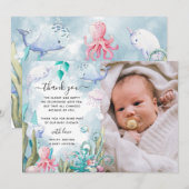 Waterverf onder het Zee Foto Baby shower Bedankkaart (Voorkant / Achterkant)