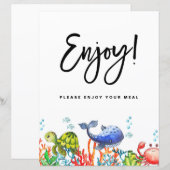 Waterverf onder het Zee Geniet van uw maaltijdteke (Voorkant / Achterkant)