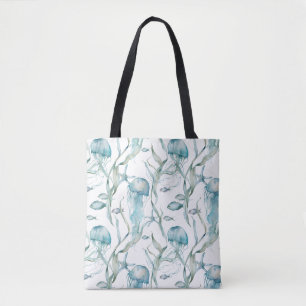 Waterverf Onder het Zee Jellyfish Canvas tas