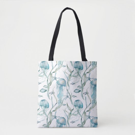 Waterverf Onder het Zee Jellyfish Canvas tas (Voorkant)