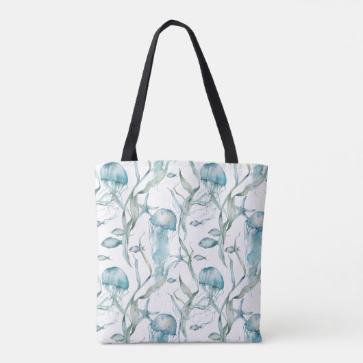 Waterverf Onder het Zee Jellyfish Canvas tas (Achterkant)