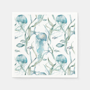 Waterverf Onder het Zee Jellyfish servet