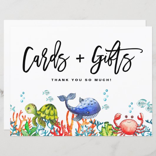 Waterverf onder het Zee Kaarten en cadeaubord (Voorkant / Achterkant)