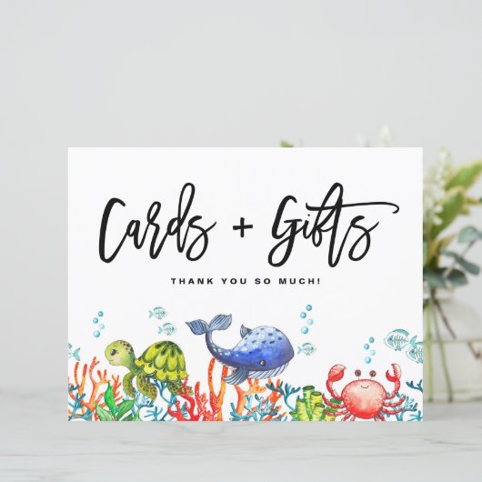 Waterverf onder het Zee Kaarten en cadeaubord (Staand voorkant)