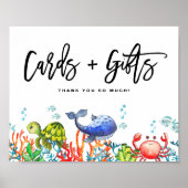 Waterverf Onder het Zee Kaarten en cadeautjes van  Poster (Voorkant)