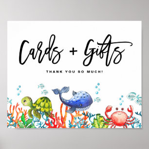 Waterverf Onder het Zee Kaarten en cadeautjes van  Poster