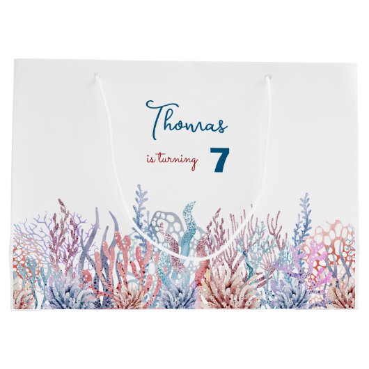 Waterverf Onder het Zee kinderen verjaardag Groot Cadeauzakje (Achterkant)