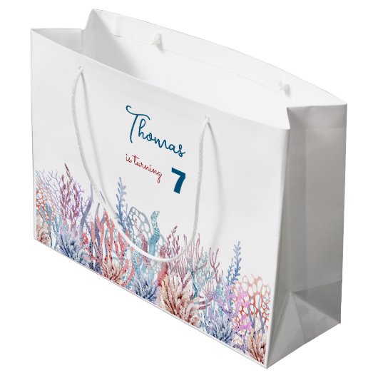 Waterverf Onder het Zee kinderen verjaardag Groot Cadeauzakje (Achterkant Gekanteld)