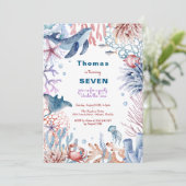 Waterverf Onder het Zee kinderen verjaardag Kaart (Staand voorkant)