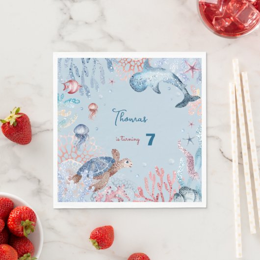 Waterverf Onder het Zee kinderen verjaardag Servet (Insitu)
