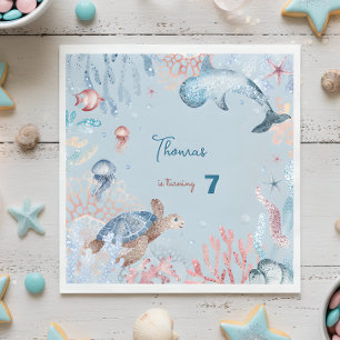 Waterverf Onder het Zee kinderen verjaardag Servet