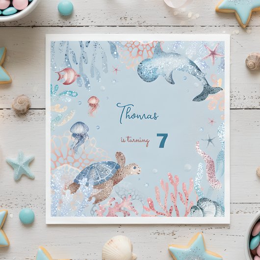 Waterverf Onder het Zee kinderen verjaardag Servet