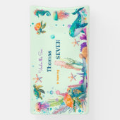 Waterverf Onder het Zee kinderen verjaardag Spandoek (Verticaal)