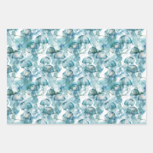 Waterverf Onder het Zee Kwal Gift Wrap Paper (Voorkant 3)