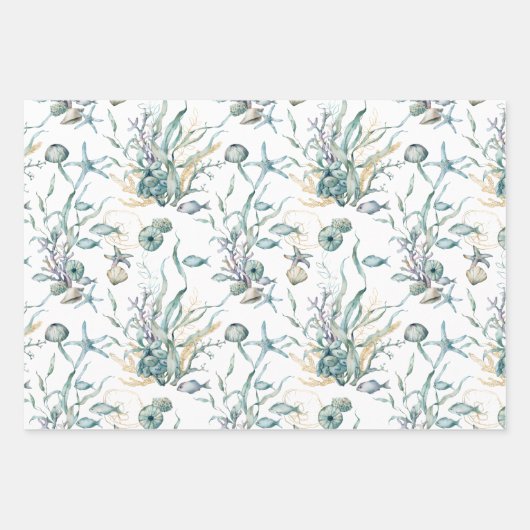 Waterverf Onder het Zee Kwal Gift Wrap Paper (Voorkant 2)