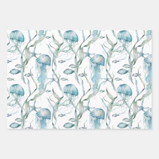 Waterverf Onder het Zee Kwal Gift Wrap Paper (Voorkant)
