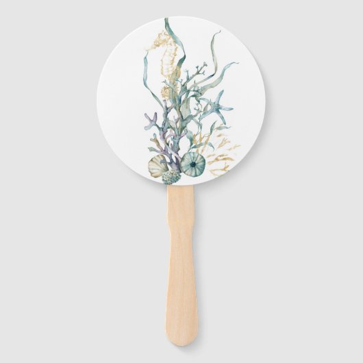 Waterverf Onder het Zee Kwallen Hand Fans Handwaaier (Achterkant)