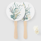 Waterverf Onder het Zee Kwallen Hand Fans Handwaaier (Voorkant en achterkant)