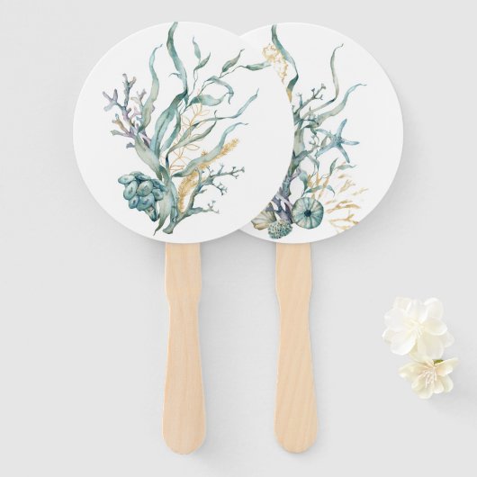 Waterverf Onder het Zee Kwallen Hand Fans Handwaaier (Voorkant en achterkant)