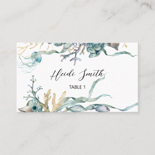 Waterverf Onder het Zee Kwallen Platte Tafel Kaart Visitekaartje (Voorkant)