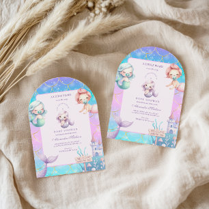 Waterverf onder het Zee Little Pearl Baby shower Kaart