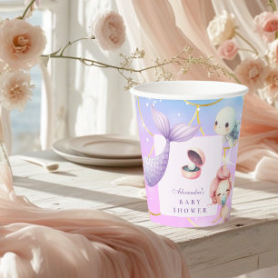 Waterverf onder het Zee Little Pearl Baby shower Papieren Bekers