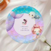 Waterverf onder het Zee Little Pearl Baby shower Papieren Bordje