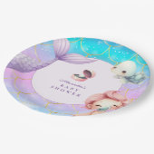Waterverf onder het Zee Little Pearl Baby shower Papieren Bordje (Gekanteld)