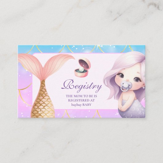 Waterverf onder het Zee Little Pearl BabyRegistry Informatiekaartje (Voorkant)