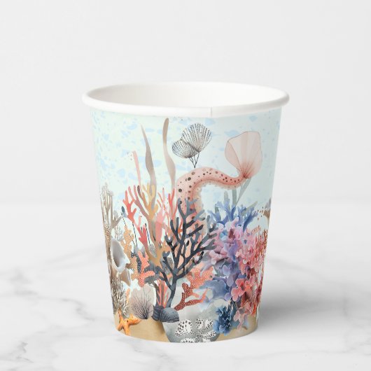 Waterverf onder het zee Neutraal Baby shower Papieren Bekers (Rechts)