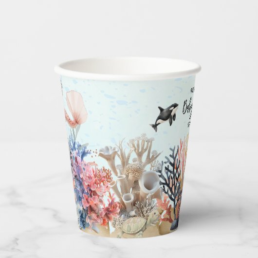 Waterverf onder het zee Neutraal Baby shower Papieren Bekers (Voorkant)