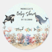 Waterverf onder het zee Neutraal Baby shower Ronde Sticker (Voorkant)