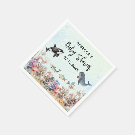 Waterverf onder het zee Neutraal Baby shower Servet (Hoek)