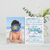 Waterverf onder het Zee nodigt met Foto uit Kaart (Staand voorkant)