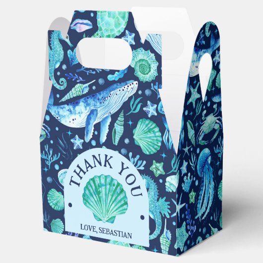 Waterverf onder het Zee Ocean Animals Navy Bedankdoosjes (Geopend)