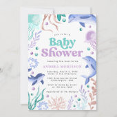 Waterverf Onder het Zee Ocean Retro Baby shower Kaart (Voorkant)