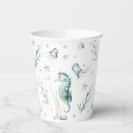 Waterverf Onder het Zee Paper Cups Papieren Bekers